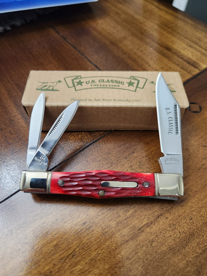 US Classic Whittler Red Jig Bone Pocket Knife Salt River KY - 019RD